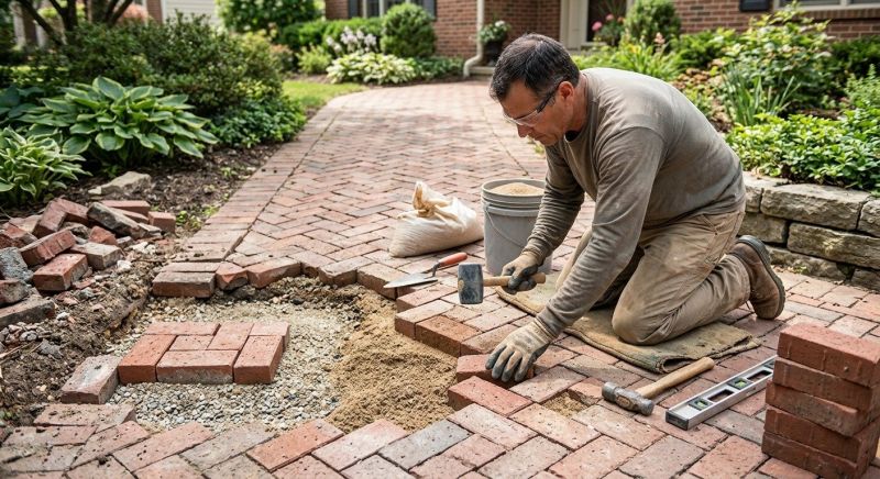 Brick Pathway Repair in Kernersville, NC