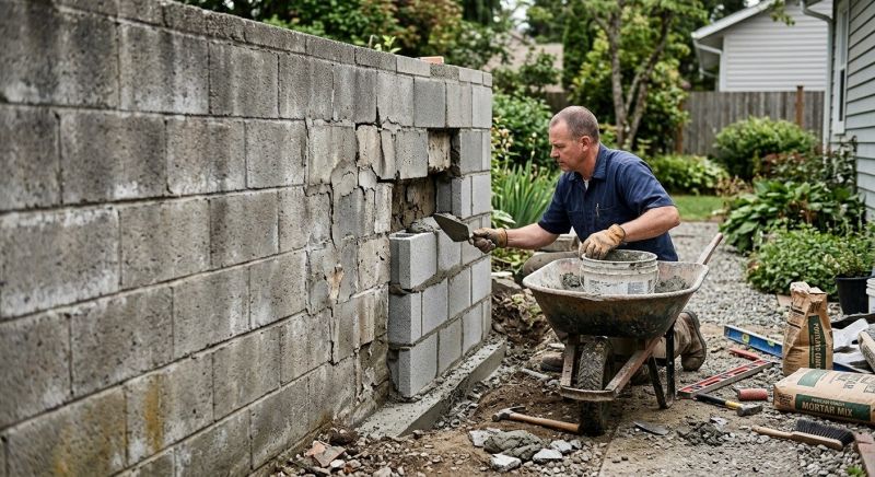 Cinder Block Wall Repair in Browns Summit, NC