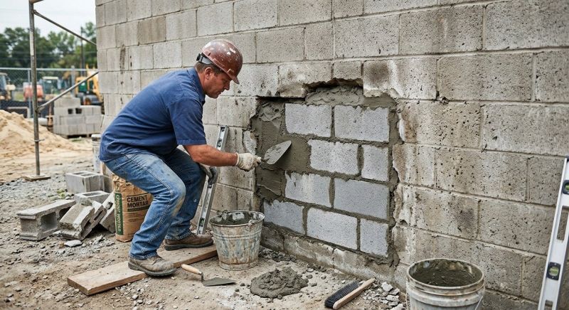 Cinder Block Wall Repair in High Point, NC