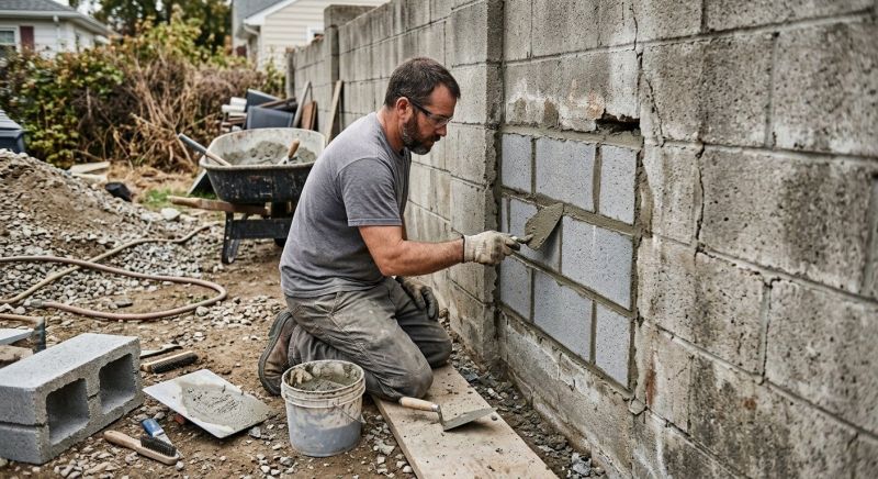 Cinder Block Wall Repair in Jamestown, NC