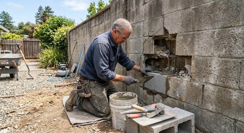 Cinder Block Wall Repair in Walnut Cove, NC
